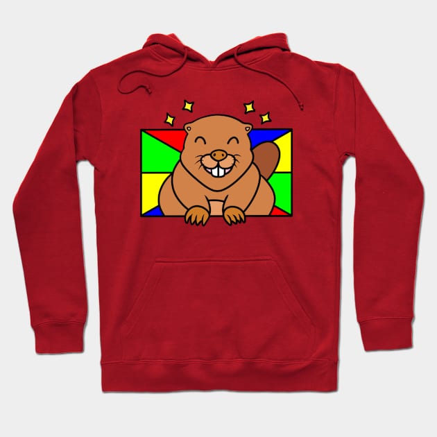 Funny cartoon beaver Hoodie by Andrew Hau